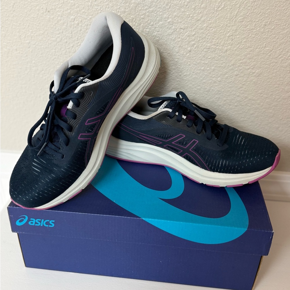 ASICS Navy and Pink Women's Running Sneakers (Size 10)